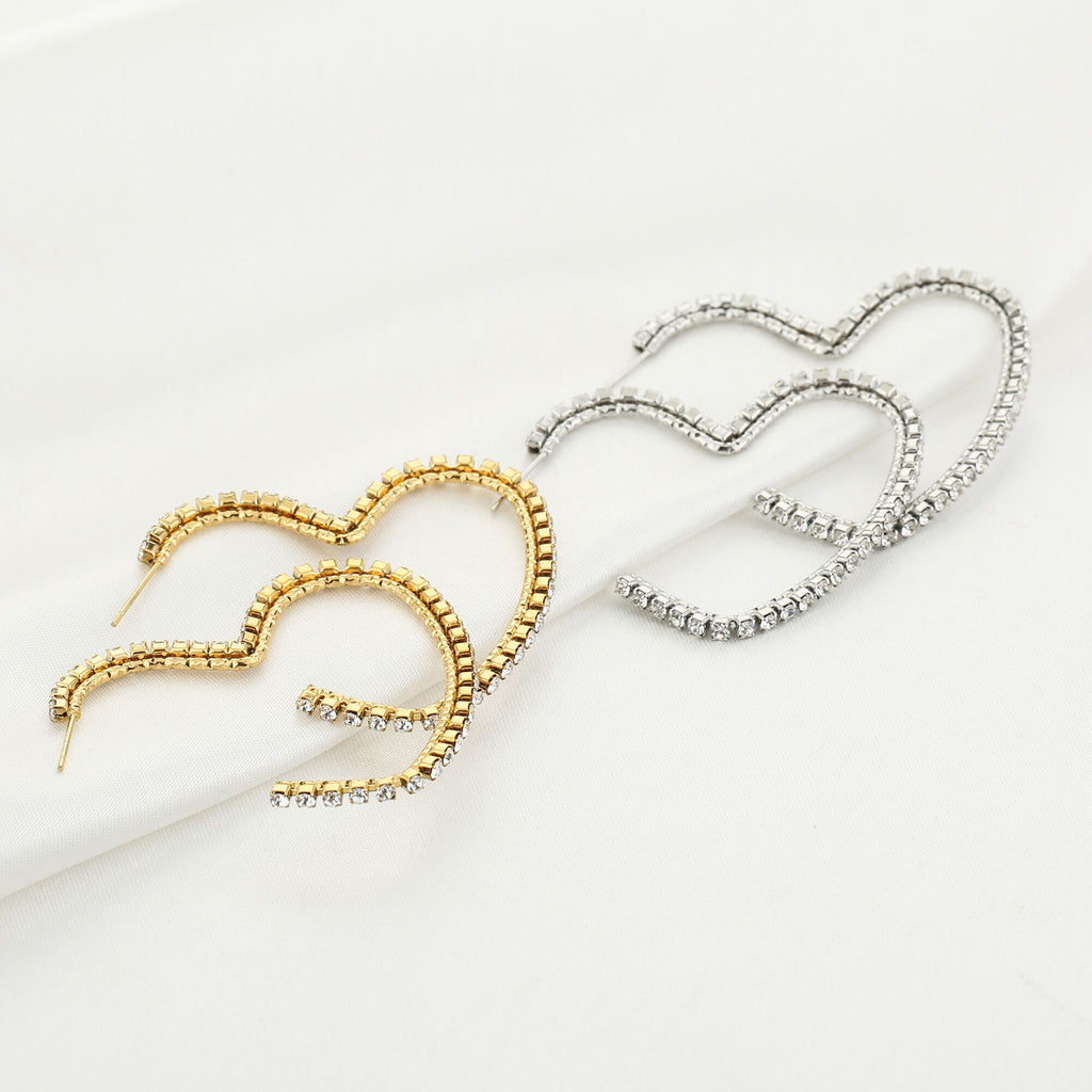 Hart oorbel strass