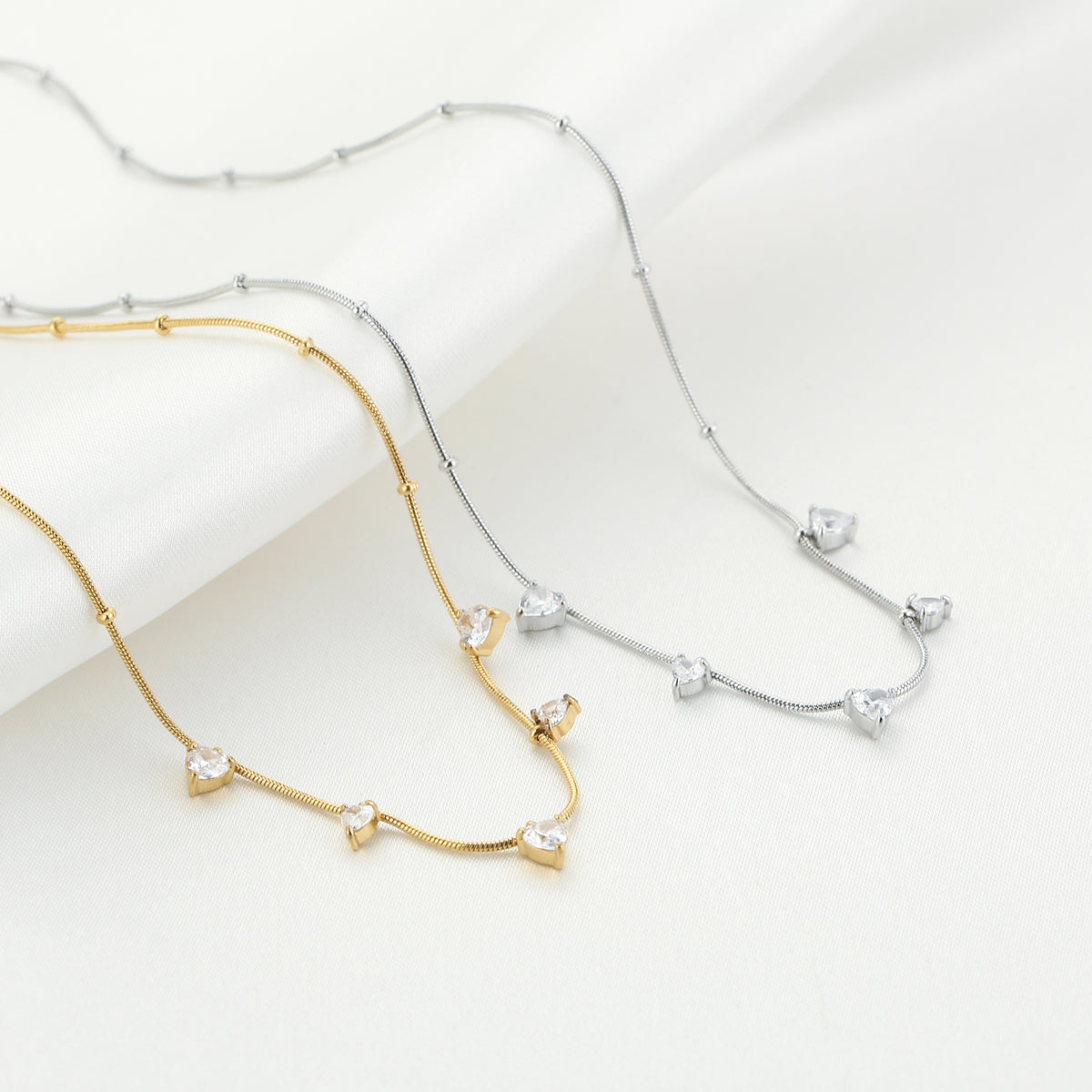 Ketting hartjes strass